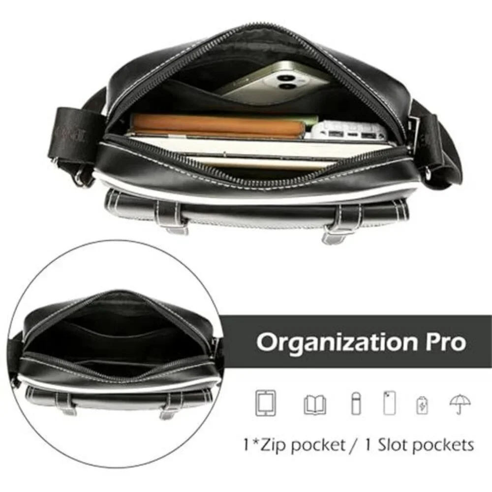 Crossbody Bag for Mens Pu leather Cross Body Purse Multi Pocket Shoulder Bag